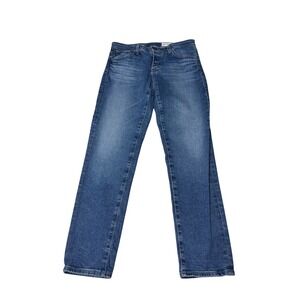 AG Adriano Goldschmied Petite Stevie Ankle Button Up Slim Straight 27P L26 Blue